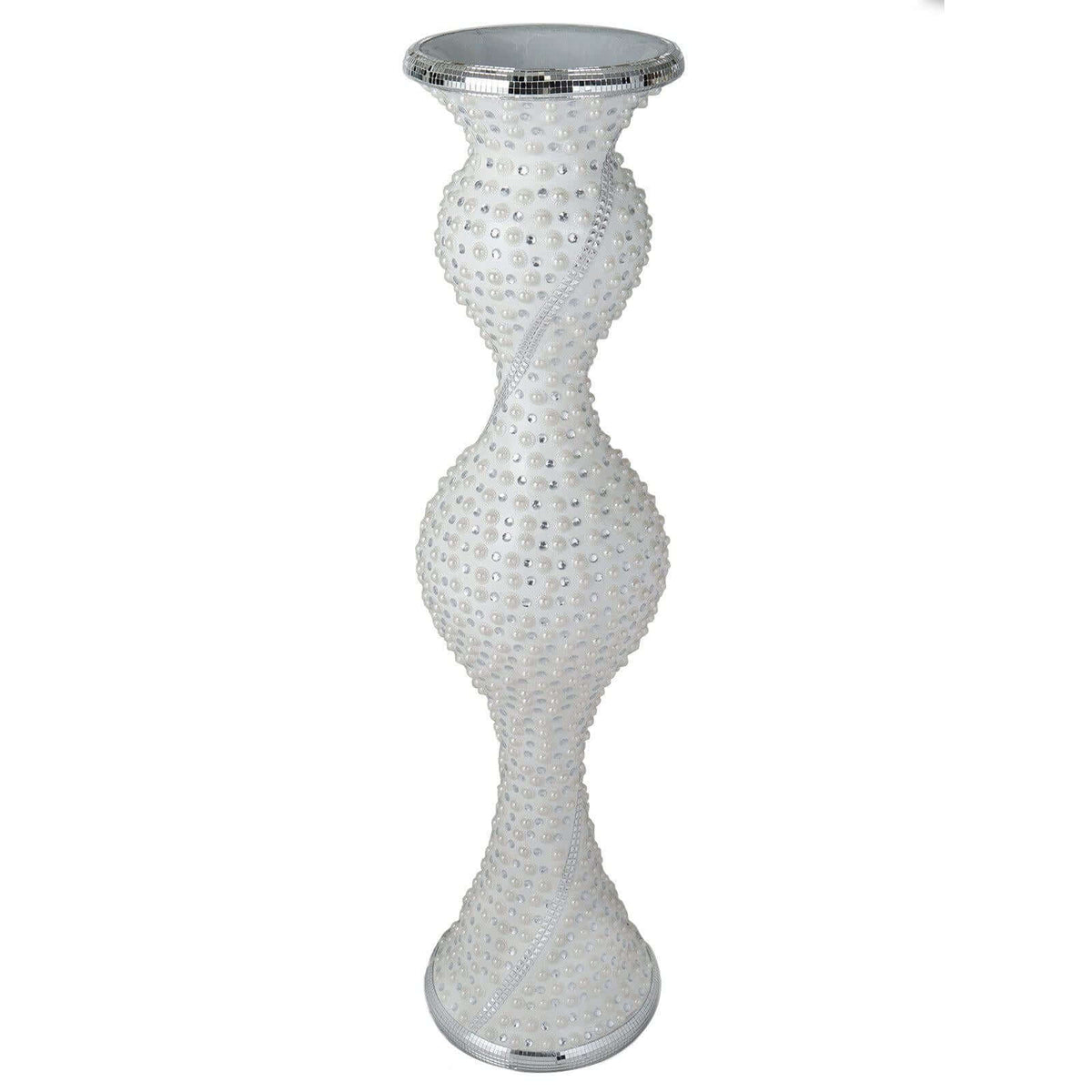 40" Magical Mermaid Style Mirror Mosaic and Pearl Studded Floor Vase