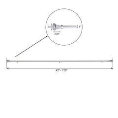 42"-126" Adjustable Curtain Rod Set, Silver, Teardrop Finials