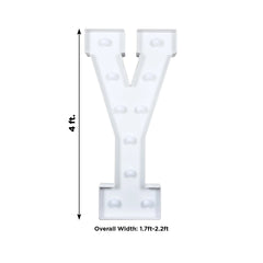 Giant LED Marquee Light Up Letter "Y", White 4ft Pre-Cut Foam Board with 10 Warm White Battery Operated LEDs, Glue Gun and Sticks
