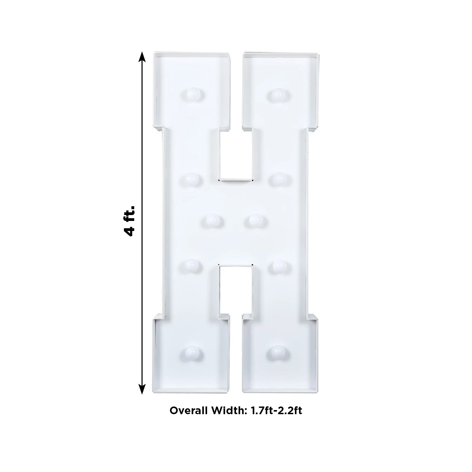 Giant LED Marquee Light Up Letter "H", White 4ft Pre-Cut Foam Board with 10 Warm White Battery Operated LEDs, Glue Gun and Sticks