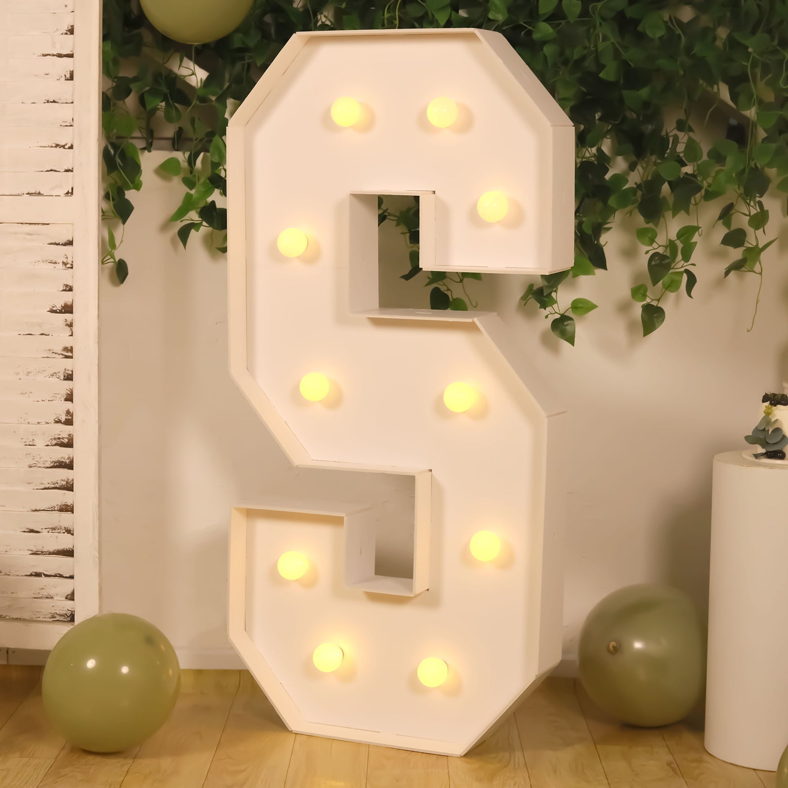 Giant LED Marquee Light Up Letter "S", White 4ft Pre-Cut Foam Board with 10 Warm White Battery Operated LEDs, Glue Gun and Sticks