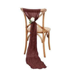 5 Pack Cheesecloth Gauze 16"x88" Chair Sashes Burgundy - Boho Chair Decorations
