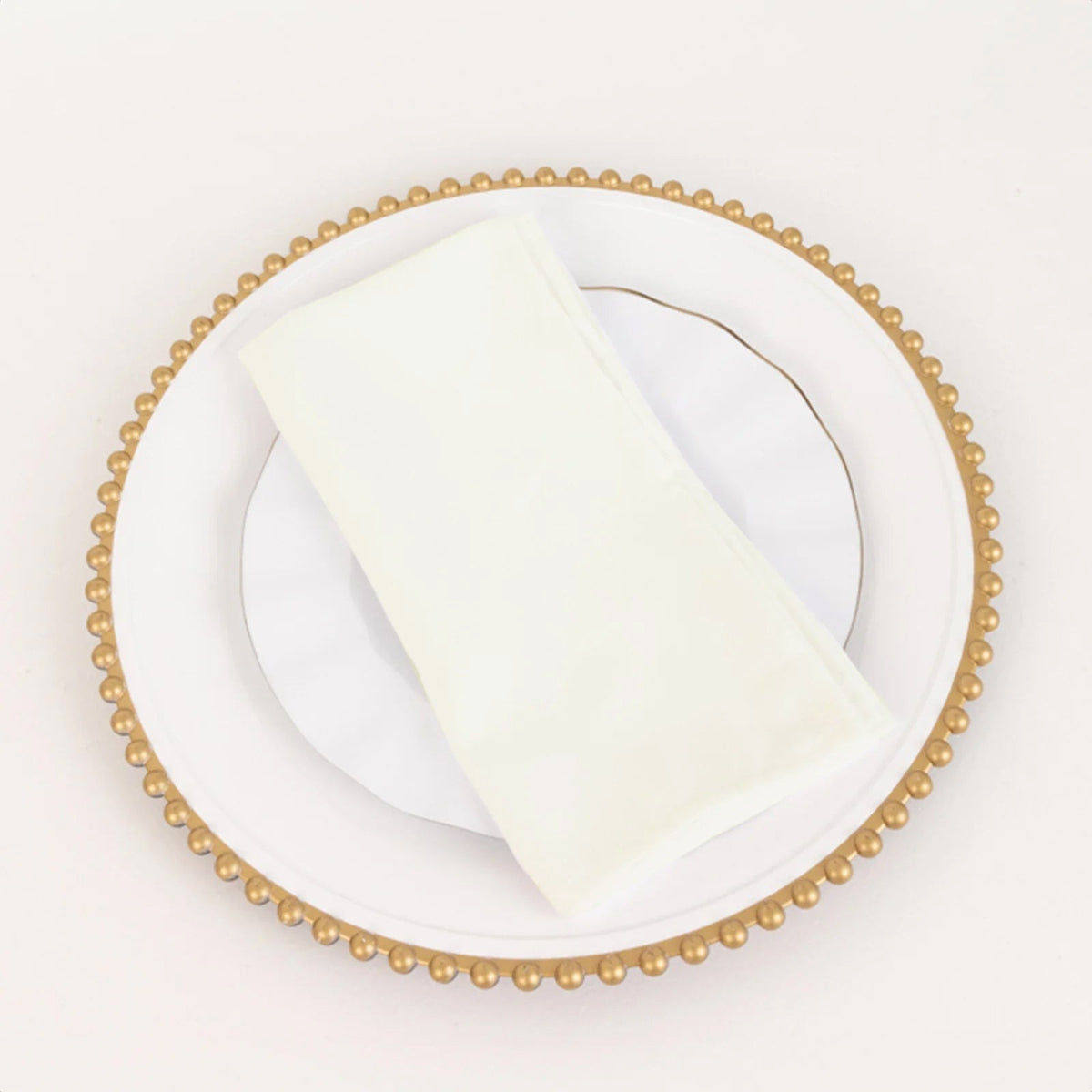 5 Pack Cotton Blend 20"x20" Napkins Ivory - Wrinkle-Resistant & Washable Dinner Napkins