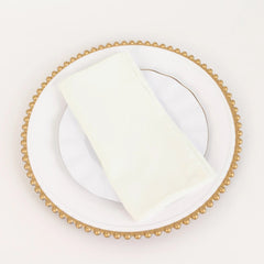 5 Pack Cotton Blend 20"x20" Napkins Ivory - Wrinkle-Resistant & Washable Dinner Napkins