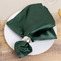 5 Pack Lamour Satin 20"x20" Napkins Hunter Emerald Green - Soft Matte Finish Dinner Napkins