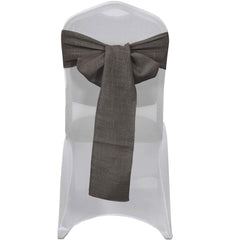 5 Pack Linen Chair Sashes 6"x108" Slubby Textured Charcoal Gray - Durable Wrinkle-Resistant Decor