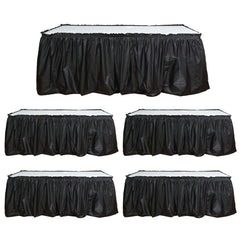 5 Pack Plastic Table Skirts Black Ruffled - Durable Disposable Skirts for Events 14ft