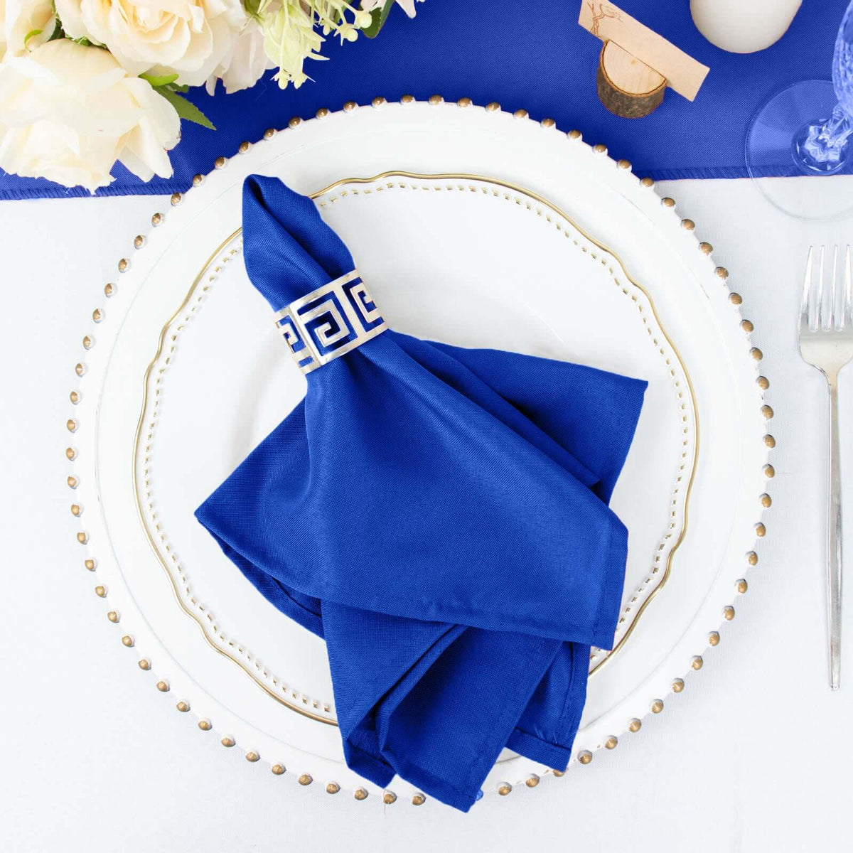 5 Pack Polyester 17"x17" Napkins Royal Blue - Durable & Wrinkle Resistant Dinner Napkins