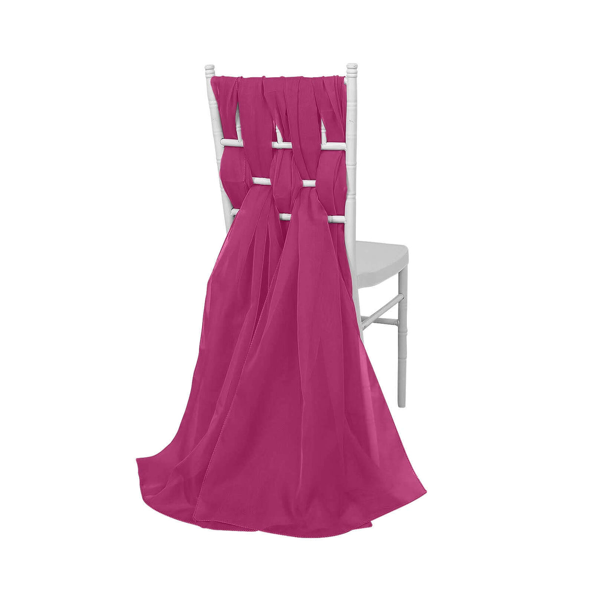 5 Pack Chiffon Chair Sashes Fuchsia - Soft & Lightweight Designer Chair Bows 22"x78"