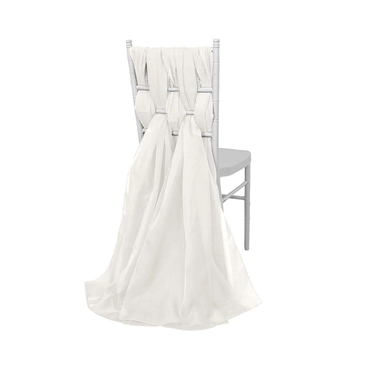 5 Pack Chiffon Chair Sashes Ivory - Soft & Lightweight Designer Chair Bows 22"x78"