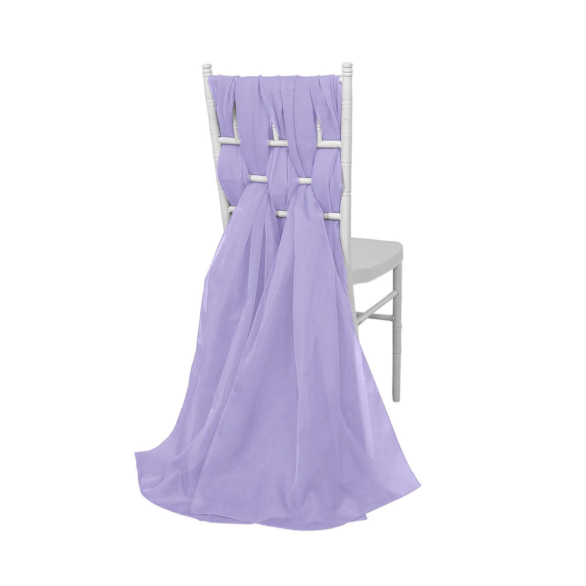 5 Pack Chiffon Chair Sashes Lavender Lilac - Soft & Lightweight Designer Chair Bows 22"x78"