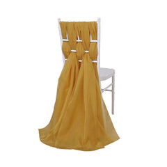 5 Pack Chiffon Chair Sashes Mustard Yellow - Soft & Lightweight Designer Chair Bows 22"x78"
