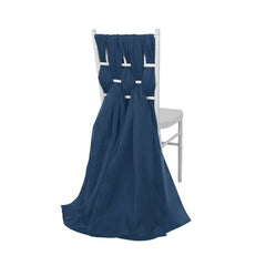 5 Pack Chiffon Chair Sashes Navy Blue - Soft & Lightweight Designer Chair Bows 22"x78"