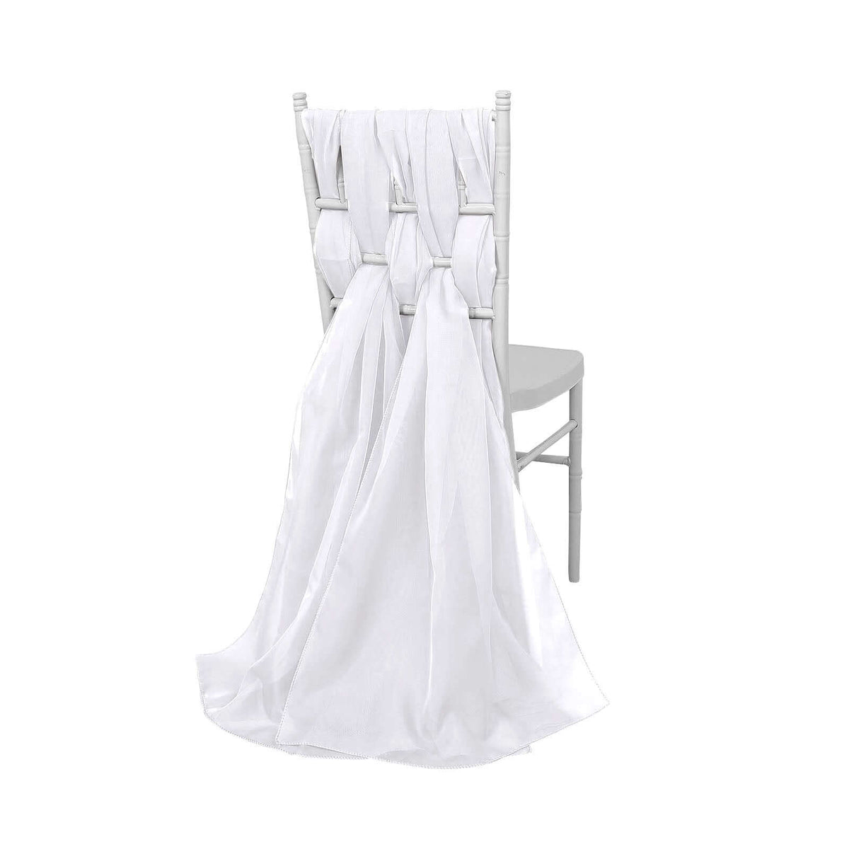 5 Pack Chiffon Chair Sashes White - Soft & Lightweight Designer Chair Bows for Stylish DIY Chair Accents 22"x78"