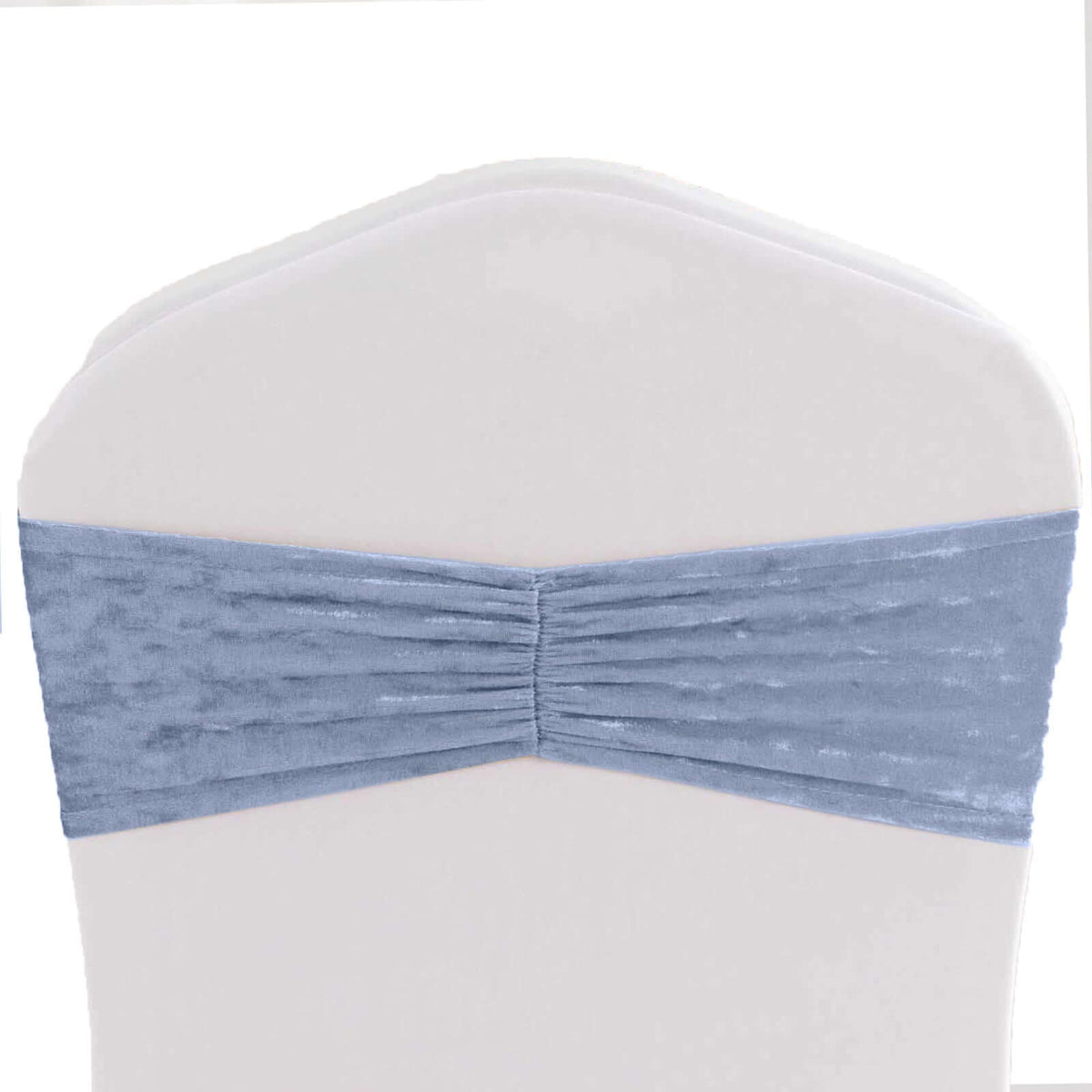 5 Pack Premium Crushed Velvet Chair Sashes Dusty Blue Ruffle Style - Textured Chair Bands for Stunning Event Decor