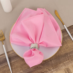 5 Pack Premium Polyester 20"x20" Napkins Pink - Wrinkle-Resistant & Durable Dinner Napkins
