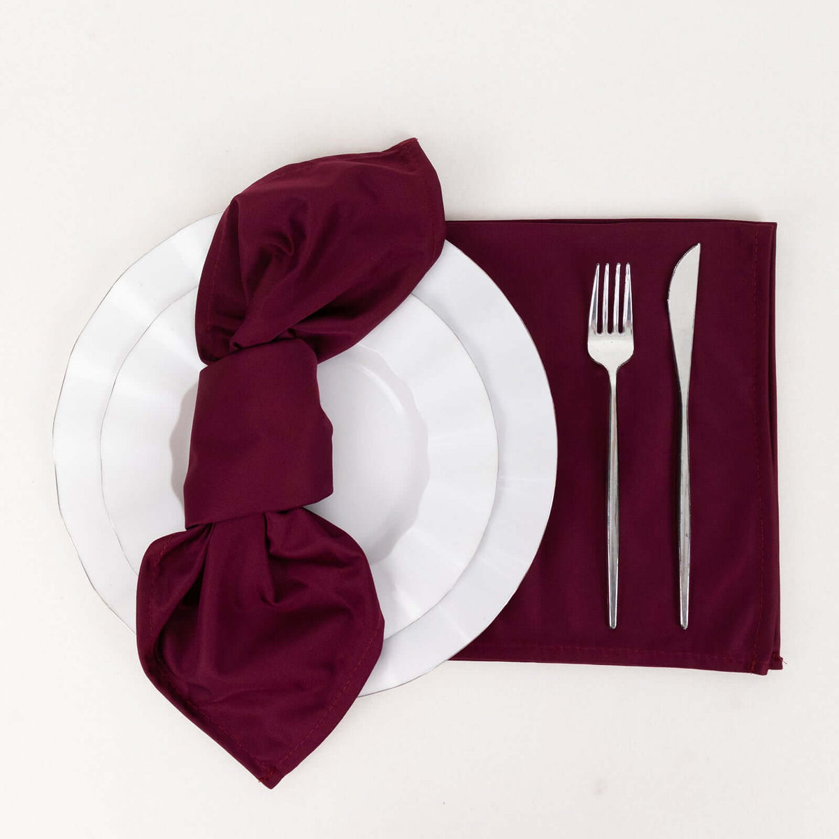 5 Pack Scuba 20"x20" Napkins Burgundy - Durable & Reusable Dinner Napkins