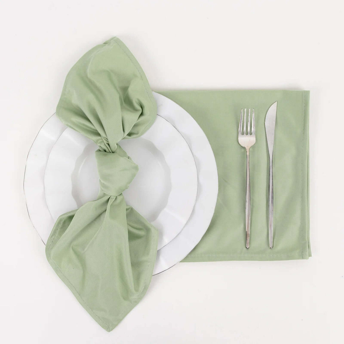 5 Pack Scuba 20"x20" Napkins Sage Green - Durable & Reusable Dinner Napkins