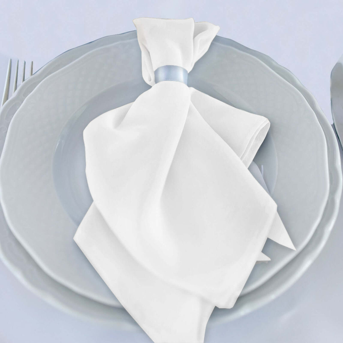 5 Pack Scuba 20"x20" Napkins White - Durable & Reusable Dinner Napkins for a Polished Tablescape