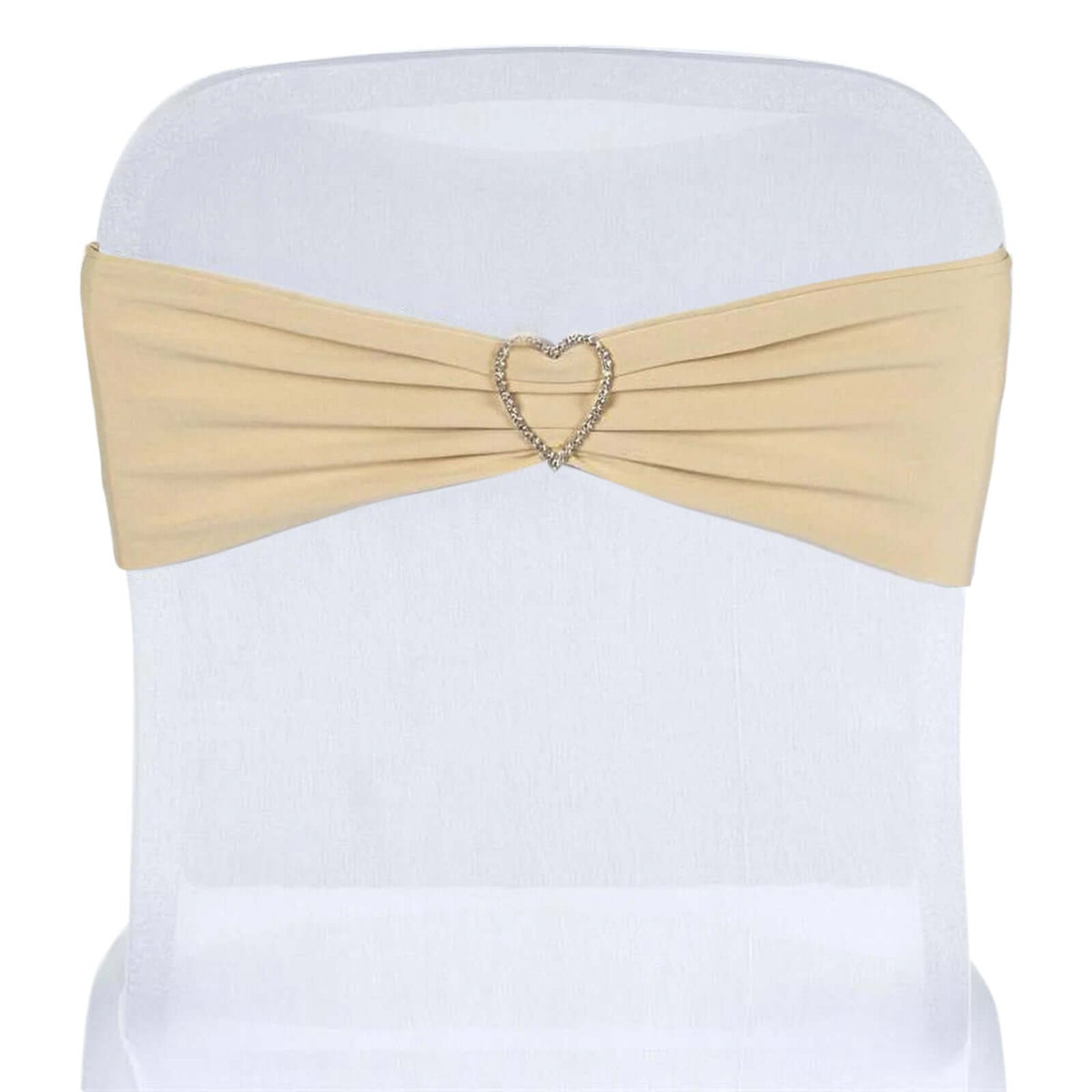 5 Pack Stretch Spandex Chair Sashes Champagne - Fitted Finish Two Ply Heavy Duty Chair Bands 5"x12"