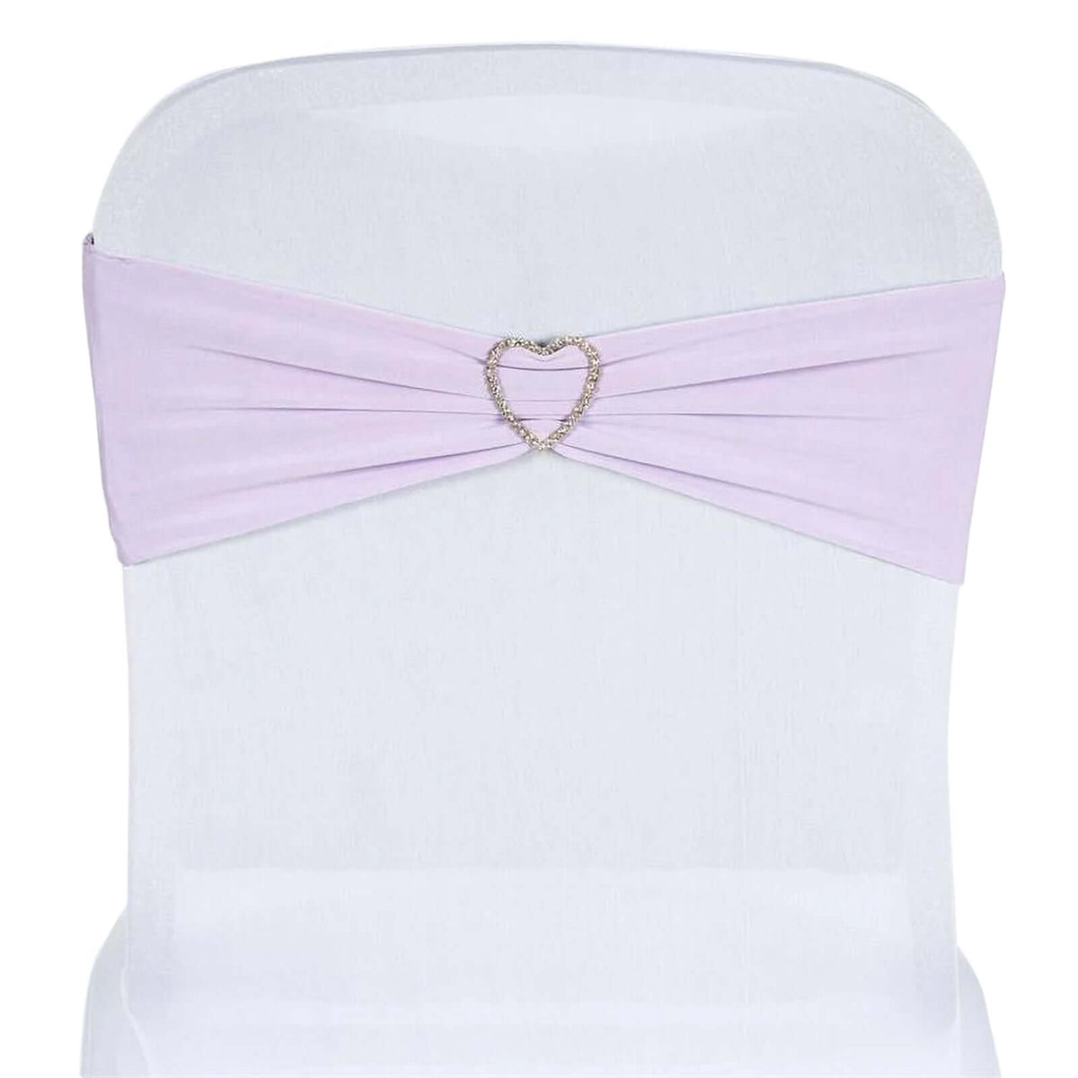 5 Pack Stretch Spandex Chair Sashes Lavender Lilac - Fitted Finish Two Ply Heavy Duty Chair Bands 5"x12"