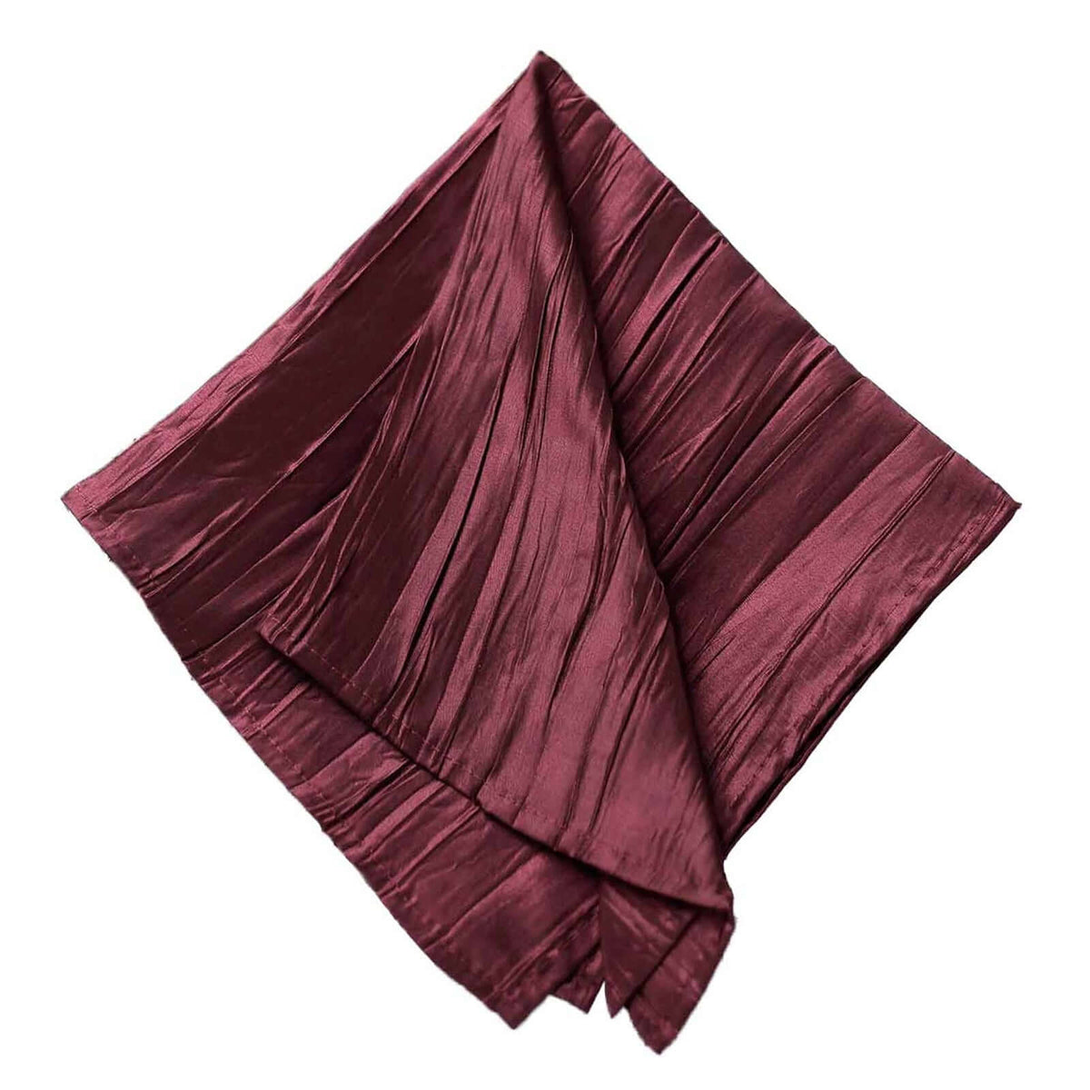 5 Pack Taffeta 20"x20" Napkins Burgundy - Accordion Crinkle Dinner Napkins