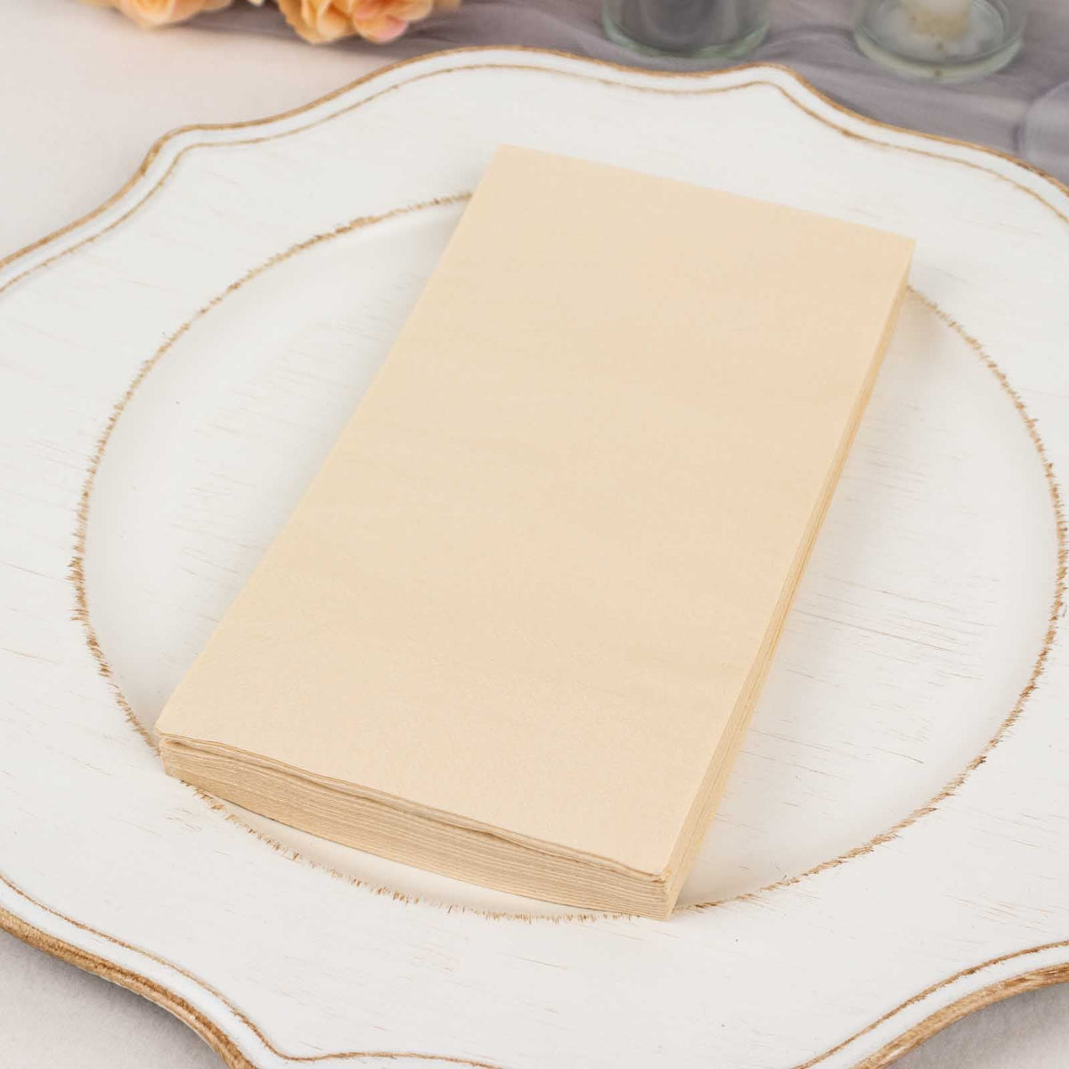 50-Pack Paper Napkins Beige - Soft Disposable 2-Ply Dinner Napkins for Weddings