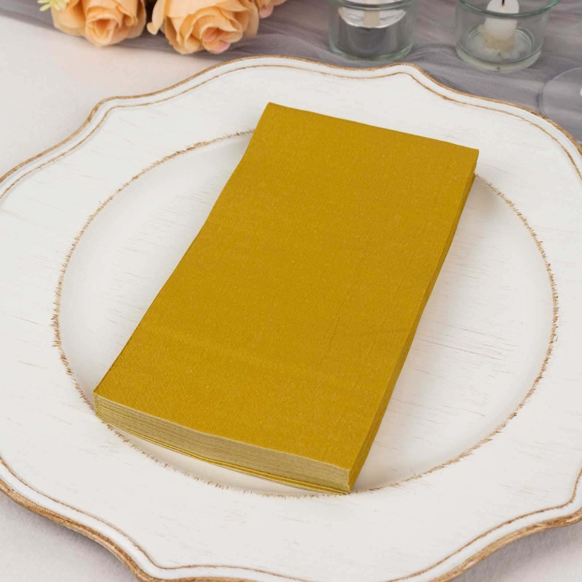 50-Pack Paper Napkins Gold - Soft Disposable 2-Ply Dinner Napkins for Weddings