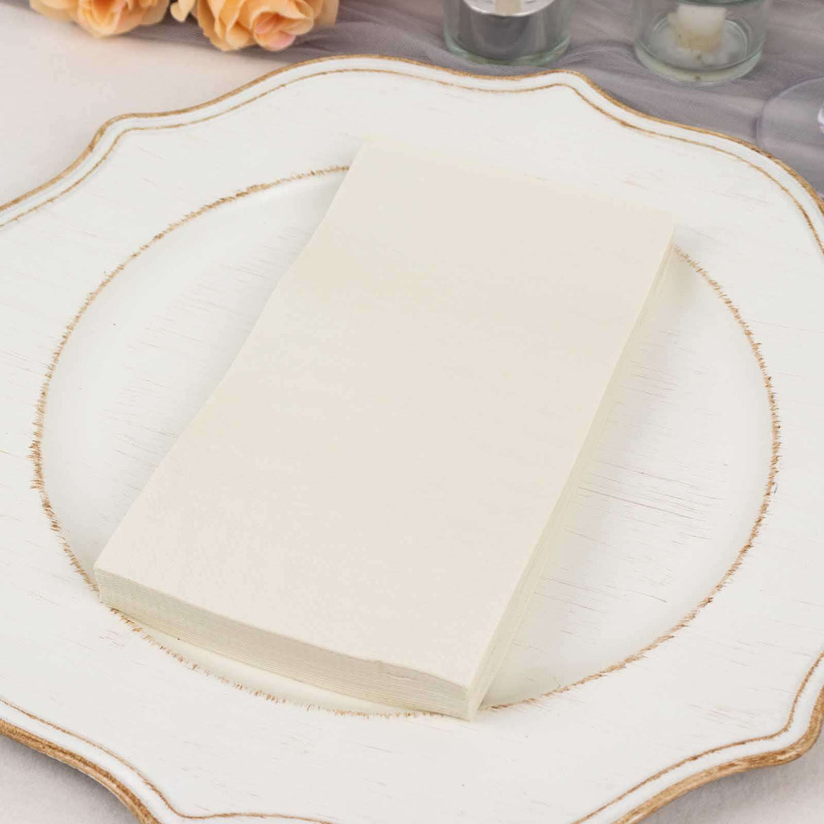 50-Pack Paper Napkins Ivory - Soft Disposable 2-Ply Dinner Napkins for Weddings