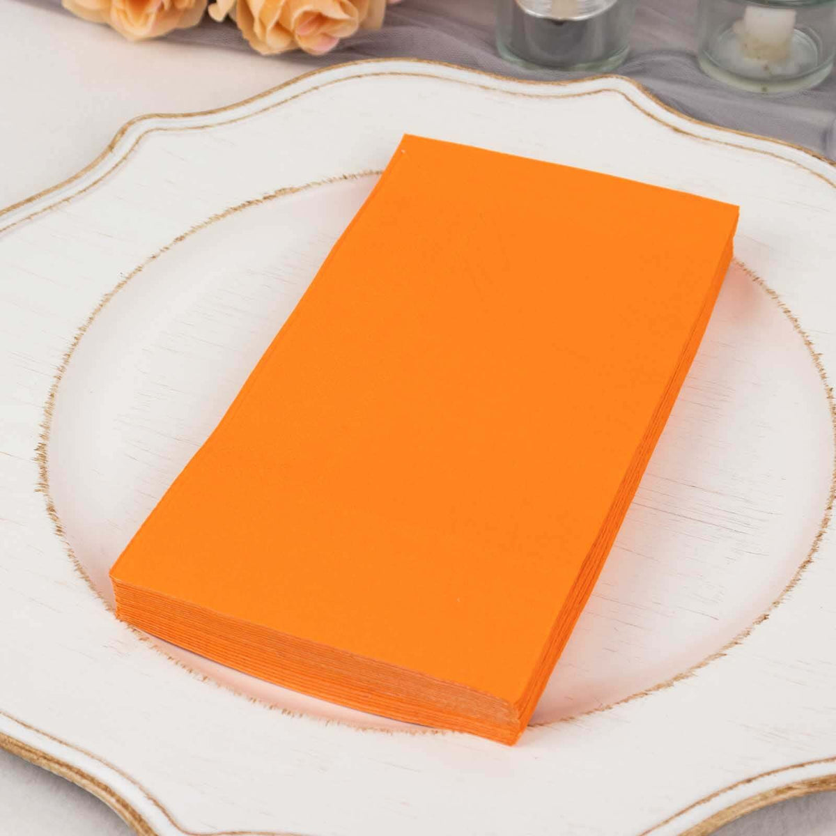 50-Pack Paper Napkins Orange - Soft Disposable 2-Ply Dinner Napkins for Weddings