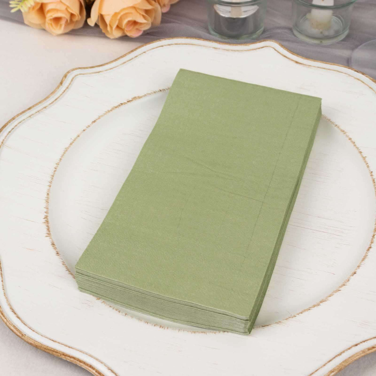 50-Pack Paper Napkins Sage Green - Soft Disposable 2-Ply Dinner Napkins for Weddings