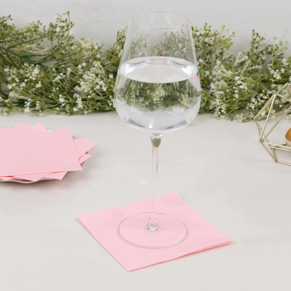 50-Pack Paper Beverage Napkins Pink - 2 Ply Disposable Soft 18GSM Cocktail Napkins 5"x5"
