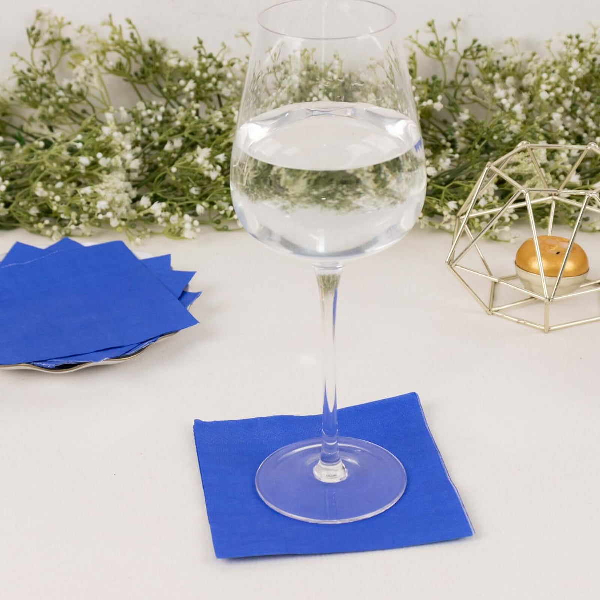 50-Pack Paper Beverage Napkins Royal Blue - 2 Ply Disposable Soft 18GSM Cocktail Napkins 5"x5"