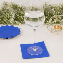 50-Pack Paper Beverage Napkins Royal Blue - 2 Ply Disposable Soft 18GSM Cocktail Napkins 5"x5"
