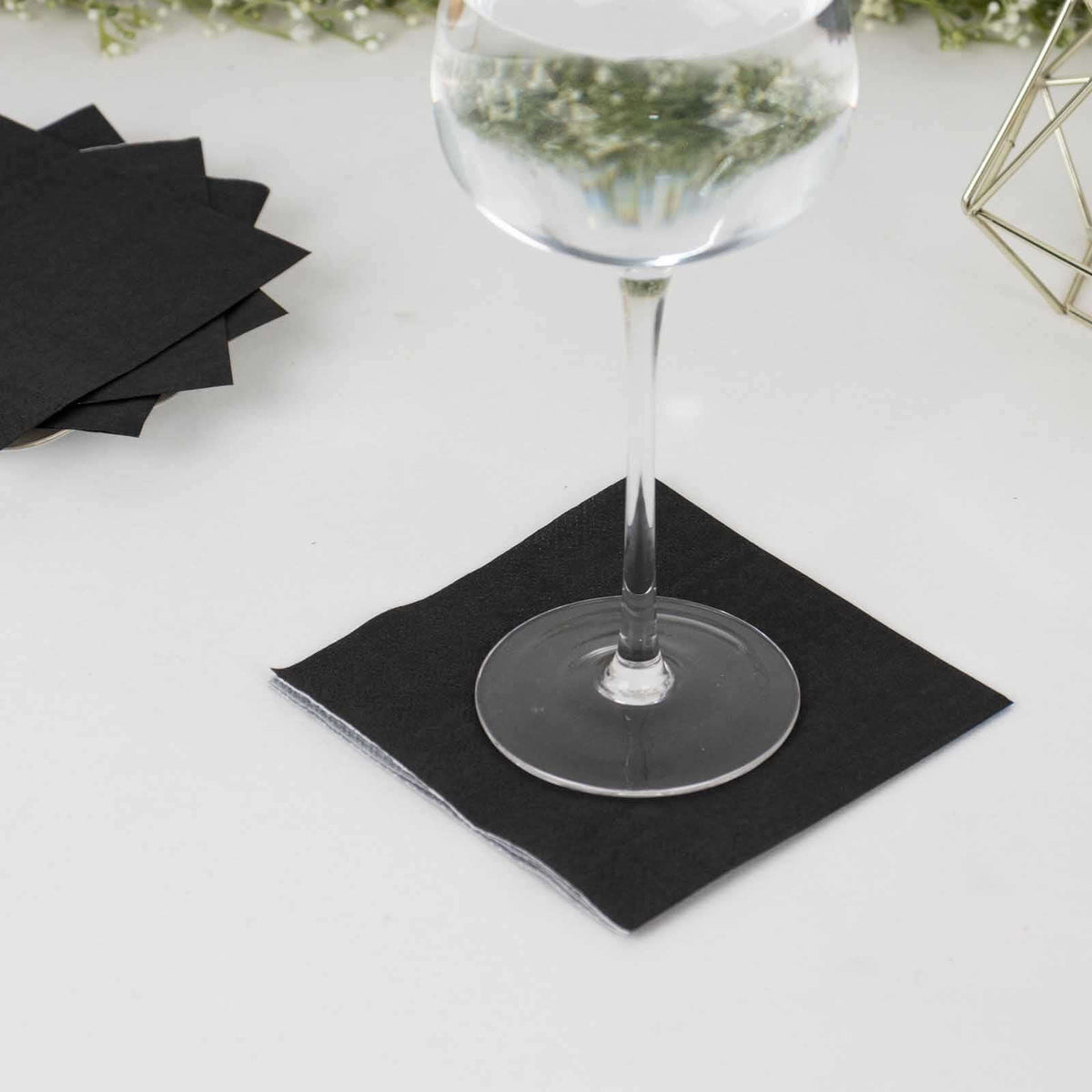 50-Pack Paper Beverage Napkins Black - 2 Ply Disposable Soft 18GSM Cocktail Napkins for Events 5"x5"