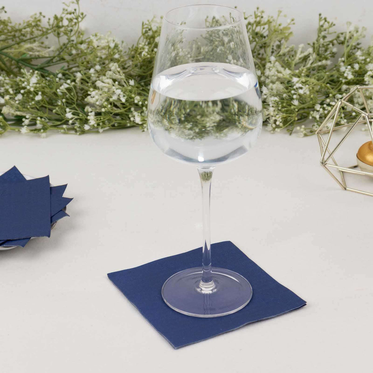 50-Pack Paper Beverage Napkins Navy Blue - 2 Ply Disposable Soft 18GSM Cocktail Napkins 5"x5"