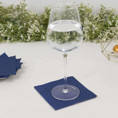 50-Pack Paper Beverage Napkins Navy Blue - 2 Ply Disposable Soft 18GSM Cocktail Napkins 5"x5"