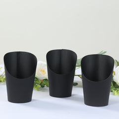50-Pack Paper Popcorn Box Snack Cups Cone Design Black - Great for Appetizers 14oz