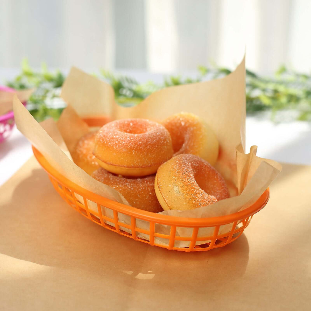 50-Pack Wax Paper Basket Liners Square Design Natural Brown - Perfect for Sandwiches and Food Wrapping 12" 40GSM