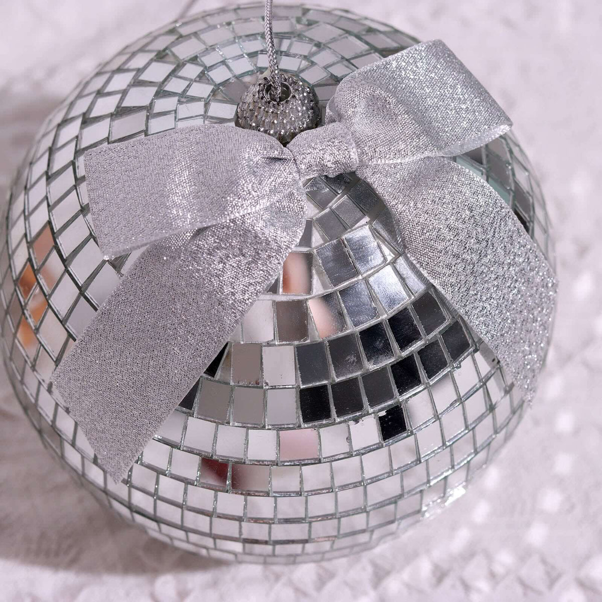 50 Pcs 4" Nylon Ribbon Bows With Twist Ties, Gift Basket Party Favor Bags Decor - Silver Glitter Design