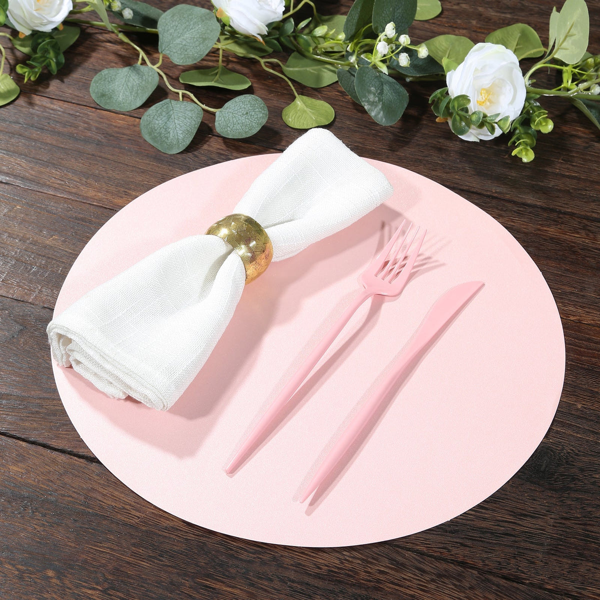 50 Pack 13" Round Disposable Paper Placemats – Pink Cardboard Dining Table Mats, 120 GSM