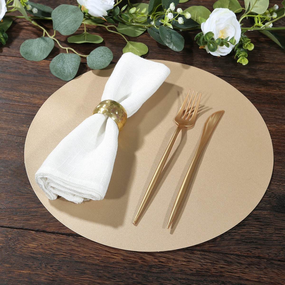 50 Pack 13" Round Disposable Paper Placemats – Taupe Cardboard Dining Table Mats, 120 GSM