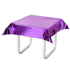 Metallic Foil Tablecloth Square Purple - Stylish Disposable Party Cover 50"x50"