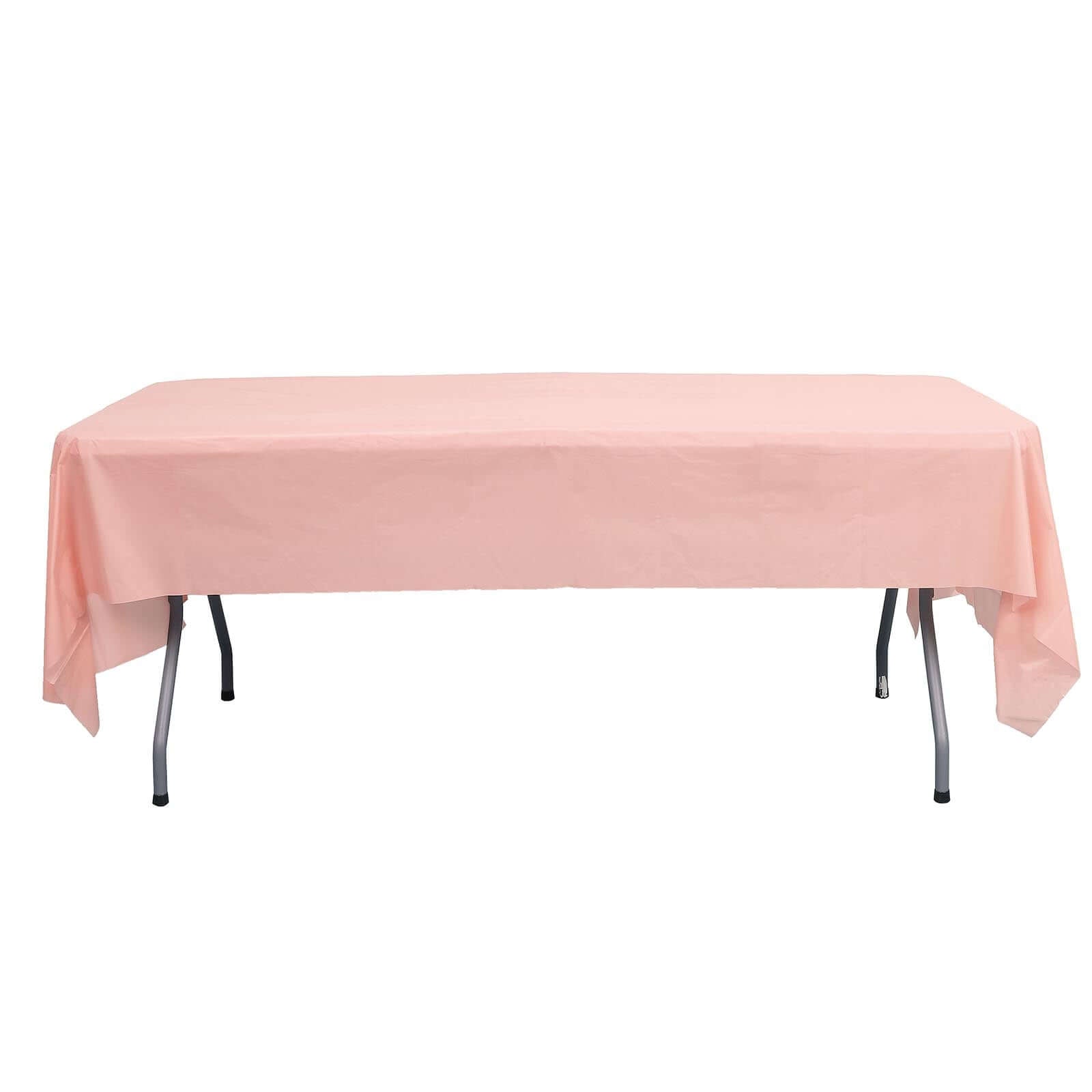 5-Pack Plastic Table Covers Blush Rectangle - Reliable PVC Disposable Covers for Gatherings 54"x108"