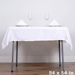 Polyester 54"x54" Table Overlay Square Tablecloth White - Wrinkle-Resistant & Durable Table Cover for Events