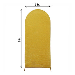 5ft Gold Shimmer Tinsel Spandex Chiara Backdrop Stand Cover For Fitted Round Top Wedding Arch