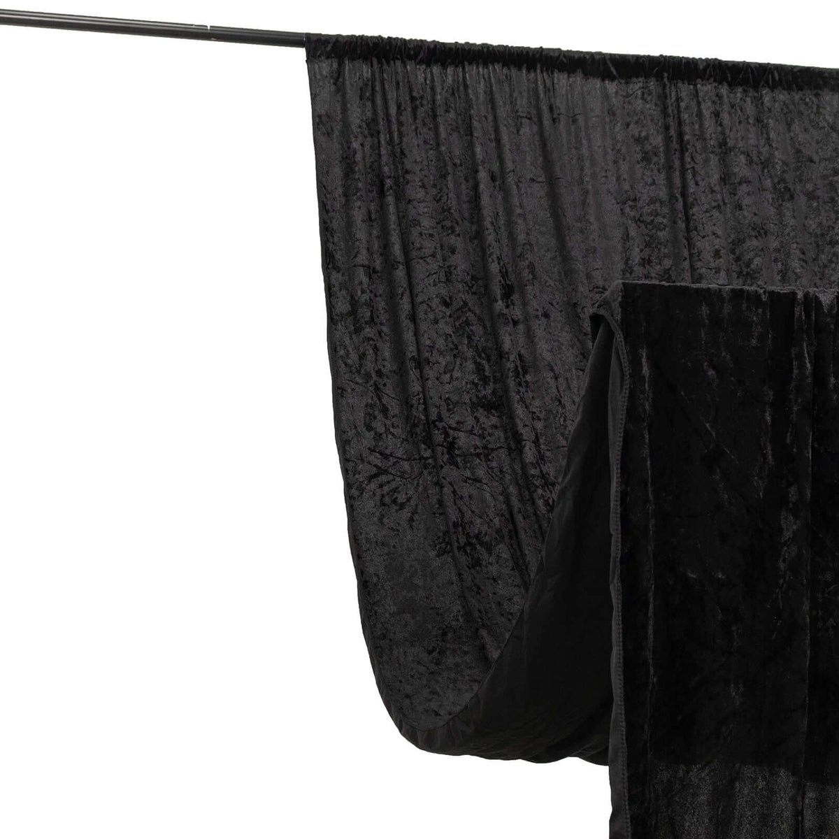 Black Crushed Velvet Backdrop Curtain – 5ft x 12ft Event Drape with Rod Pocket, Privacy Panel for Photo Booths & Events
