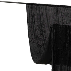 Black Crushed Velvet Backdrop Curtain – 5ft x 12ft Event Drape with Rod Pocket, Privacy Panel for Photo Booths & Events