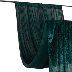 Hunter Emerald Green Crushed Velvet Backdrop Curtain – 5ft x 12ft Event Drape with Rod Pocket, Privacy Panel for Photo Booths & Events