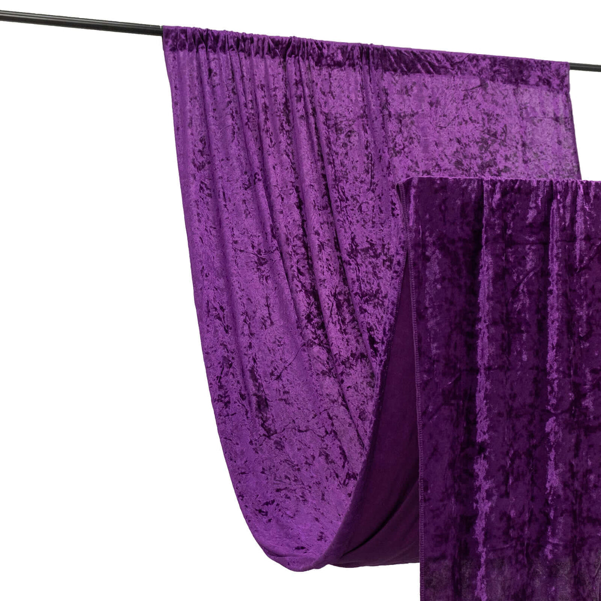 Purple Crushed Velvet Backdrop Curtain – 5ft x 12ft Event Drape with Rod Pocket, Privacy Panel for Photo Booths & Events
